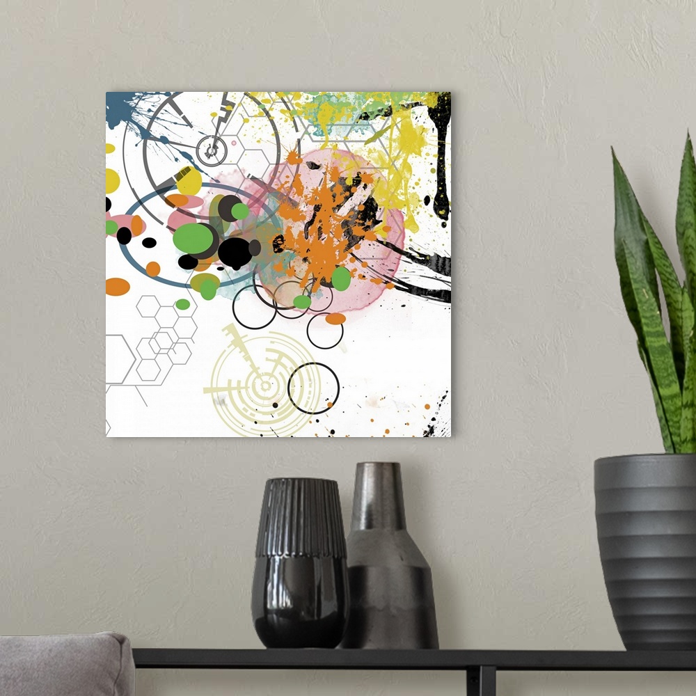 A modern room featuring This art print is inspired by urban energy. Perfect for lobby, office or residentail interiors.  ...