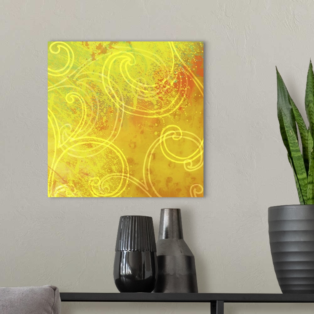 A modern room featuring This globally inspired framed art print and print on demand canvas was created with original illu...