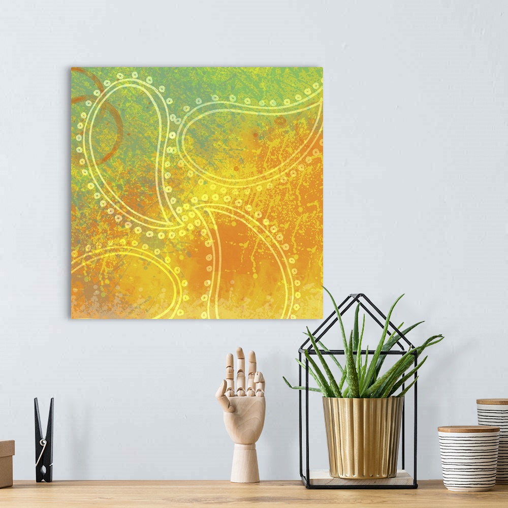A bohemian room featuring This globally inspired framed art print and print on demand canvas was created with original illu...