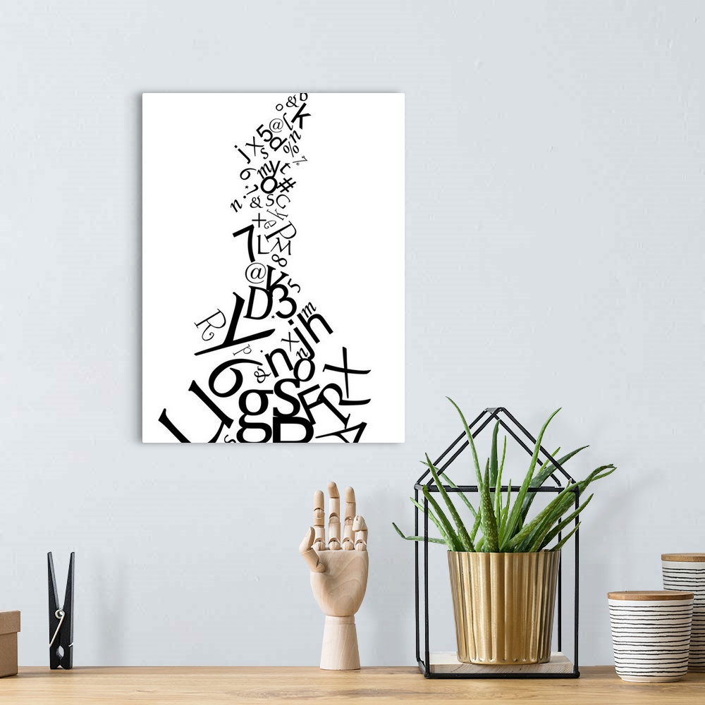 A bohemian room featuring Vertical, large artwork for a living room or office of a vertical stream of letters and numbers t...