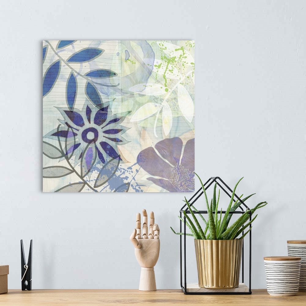 A bohemian room featuring This groovy inspired art print and print on demand canvas was created with original illustrations...