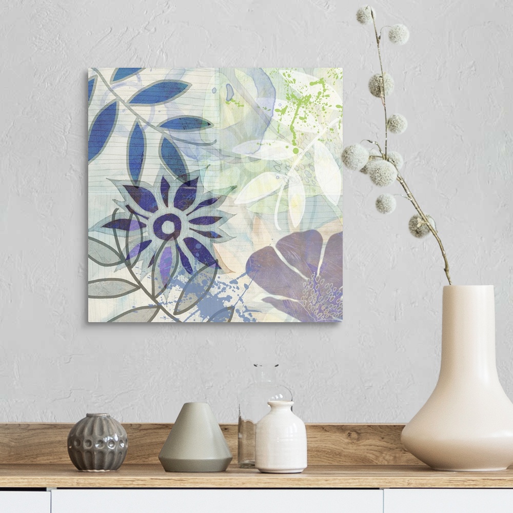 A farmhouse room featuring This groovy inspired art print and print on demand canvas was created with original illustrations...