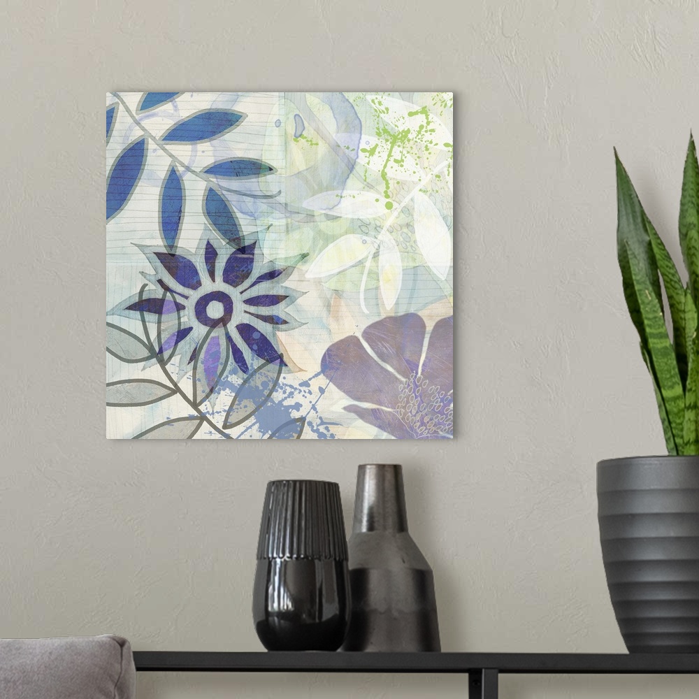 A modern room featuring This groovy inspired art print and print on demand canvas was created with original illustrations...