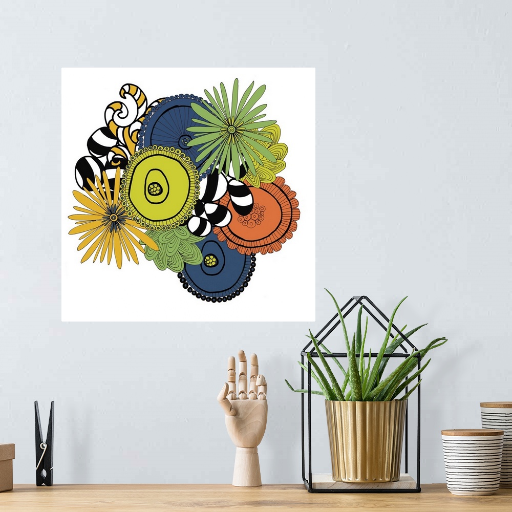A bohemian room featuring This art print poster is a pop art style image created digitally from original illustrations. Thi...