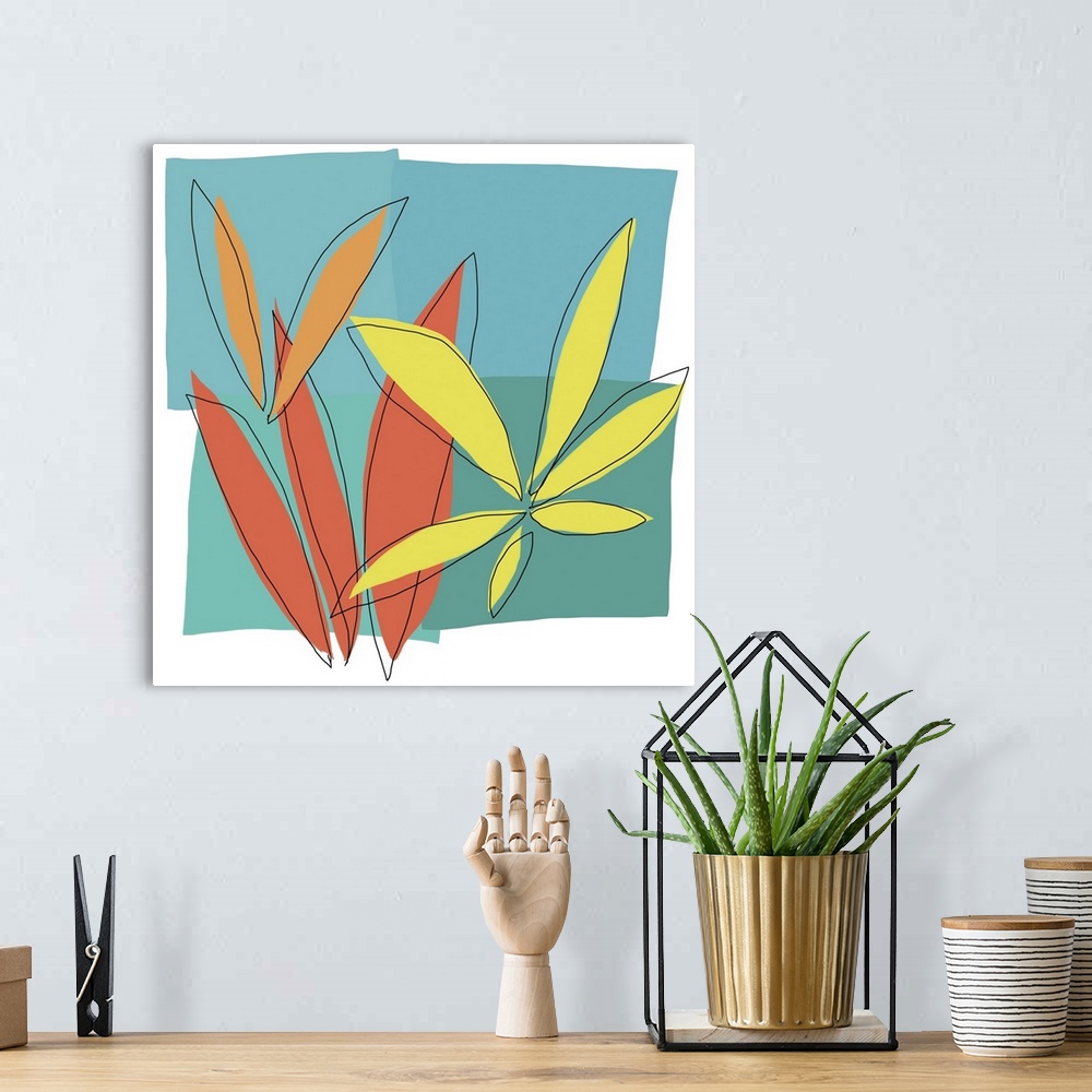A bohemian room featuring A bright rendering of grasses growing in the wild. This pop piece would look great in a kitchen, ...