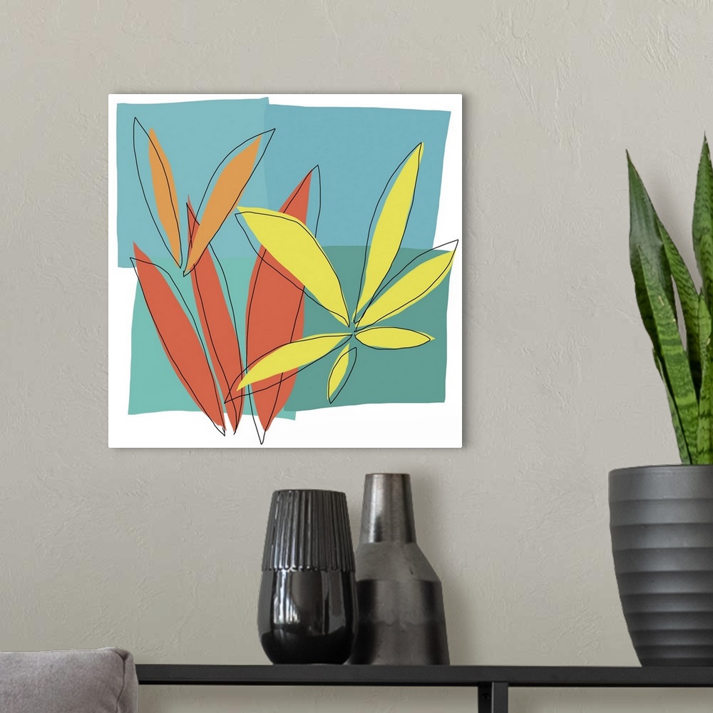 A modern room featuring A bright rendering of grasses growing in the wild. This pop piece would look great in a kitchen, ...