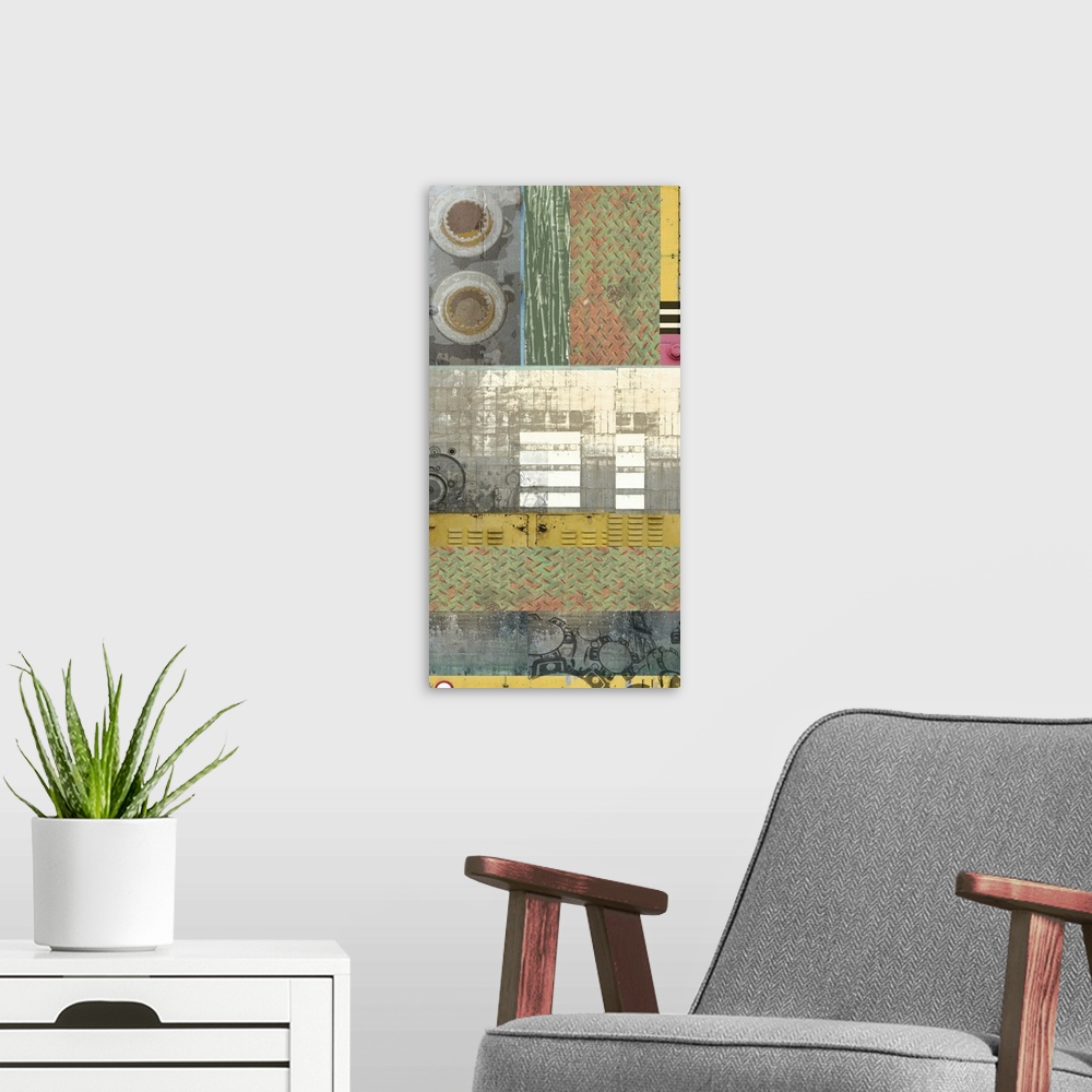 A modern room featuring This one was fun to make. Many metal photos were used to create this urban industrial collage. Pe...