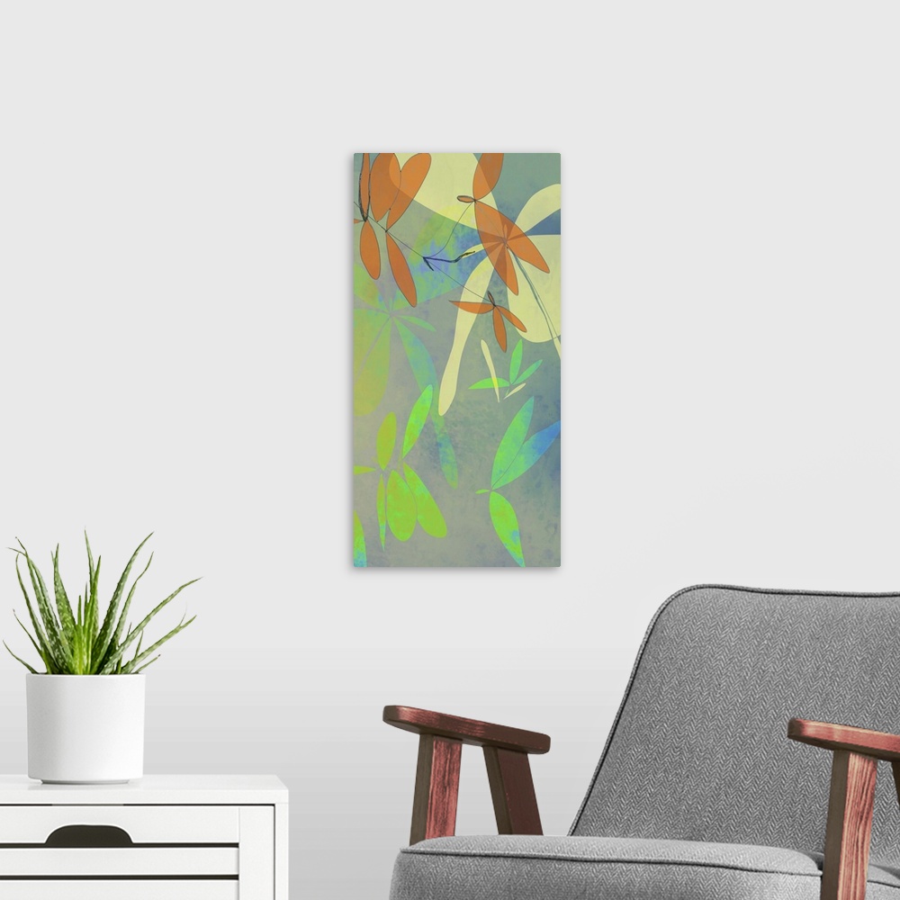 A modern room featuring This art print and print on demand canvas is created from original illustrations and rendered dig...