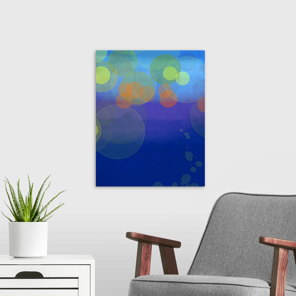 A modern room featuring This art print and print on demand canvas was created digitally with watercolor sensibility. It i...