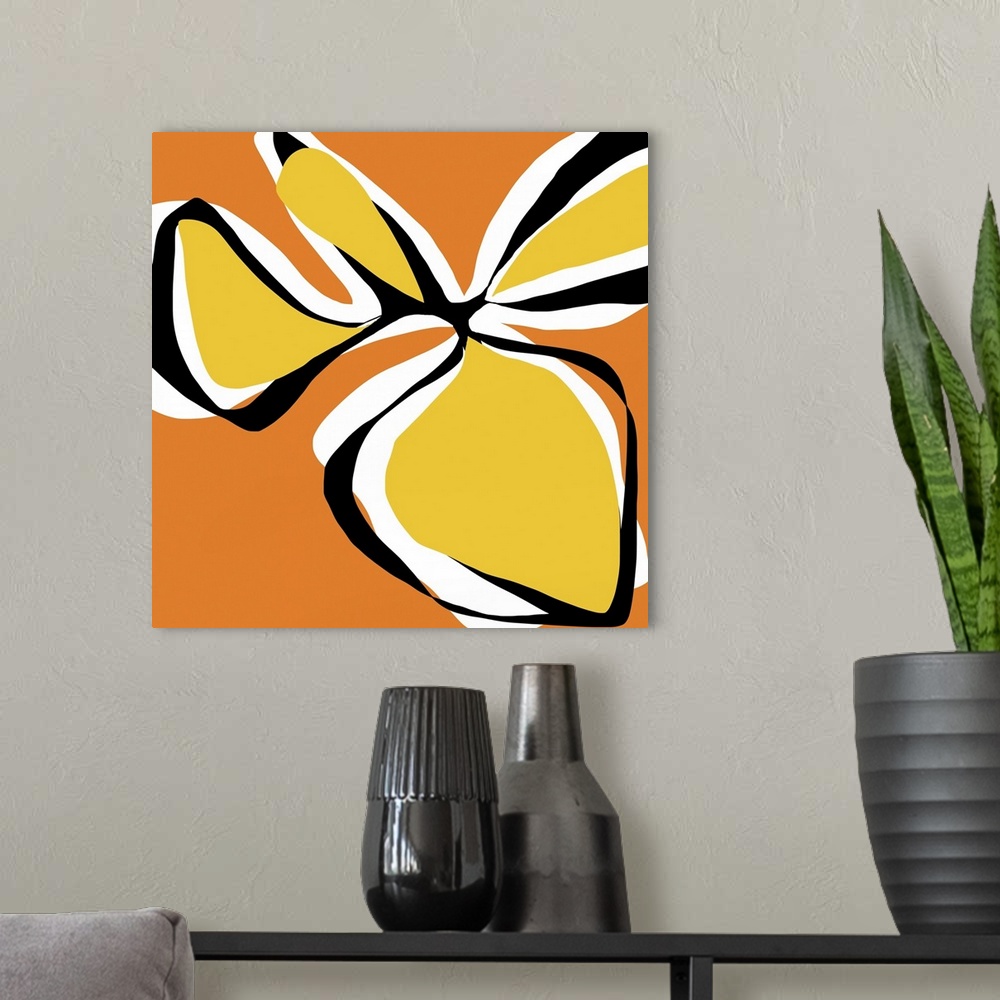 A modern room featuring A graphically fun flower designed for residential and commercial spaces. The set comes in four an...