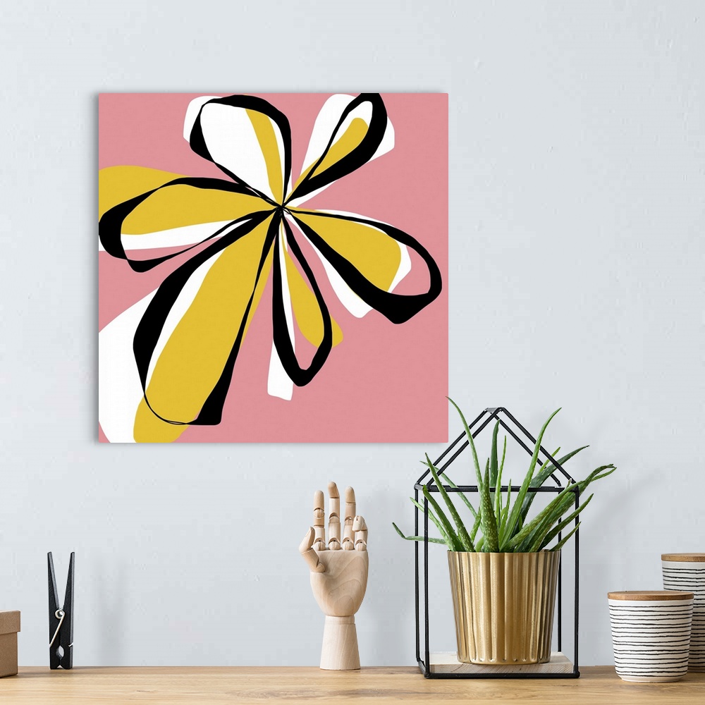 A bohemian room featuring A graphically fun pink and yellow flower designed for residential and commercial spaces. The set ...