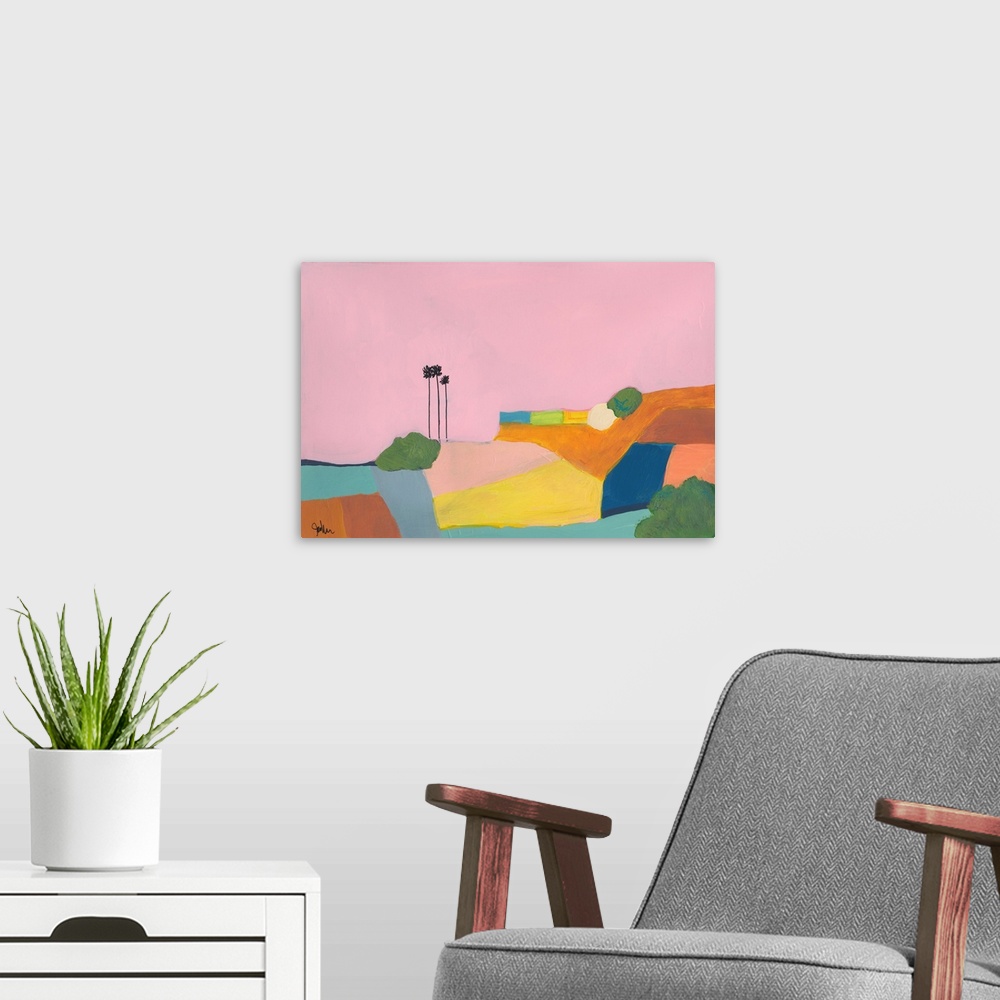 A modern room featuring Pink Sky 1