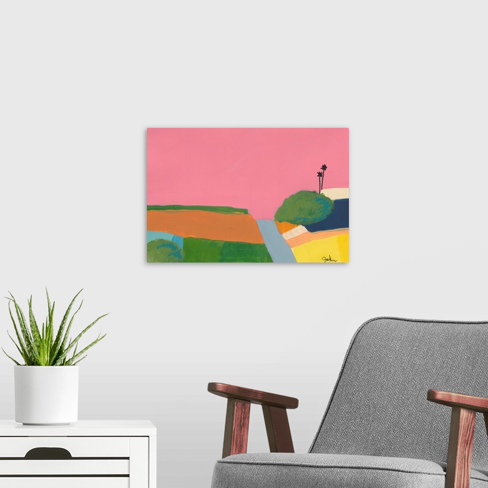 A modern room featuring Pink Sky 2