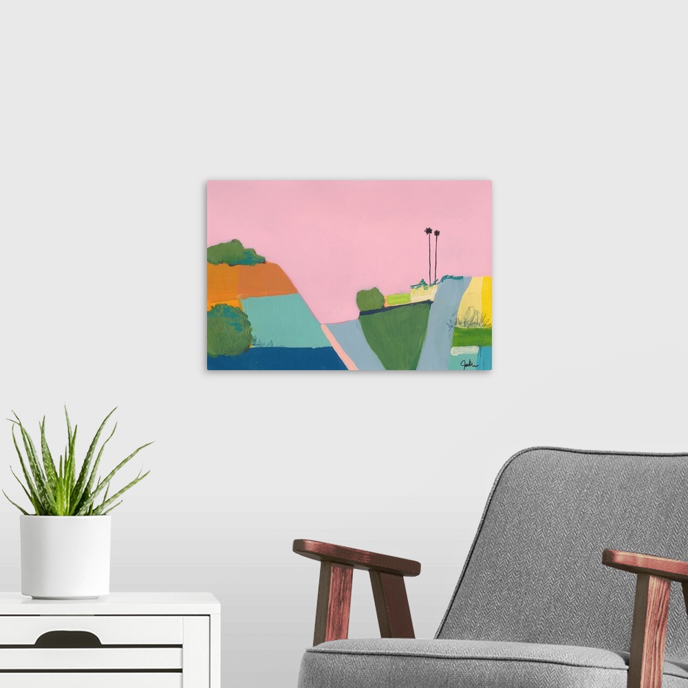 A modern room featuring Pink Sky 3