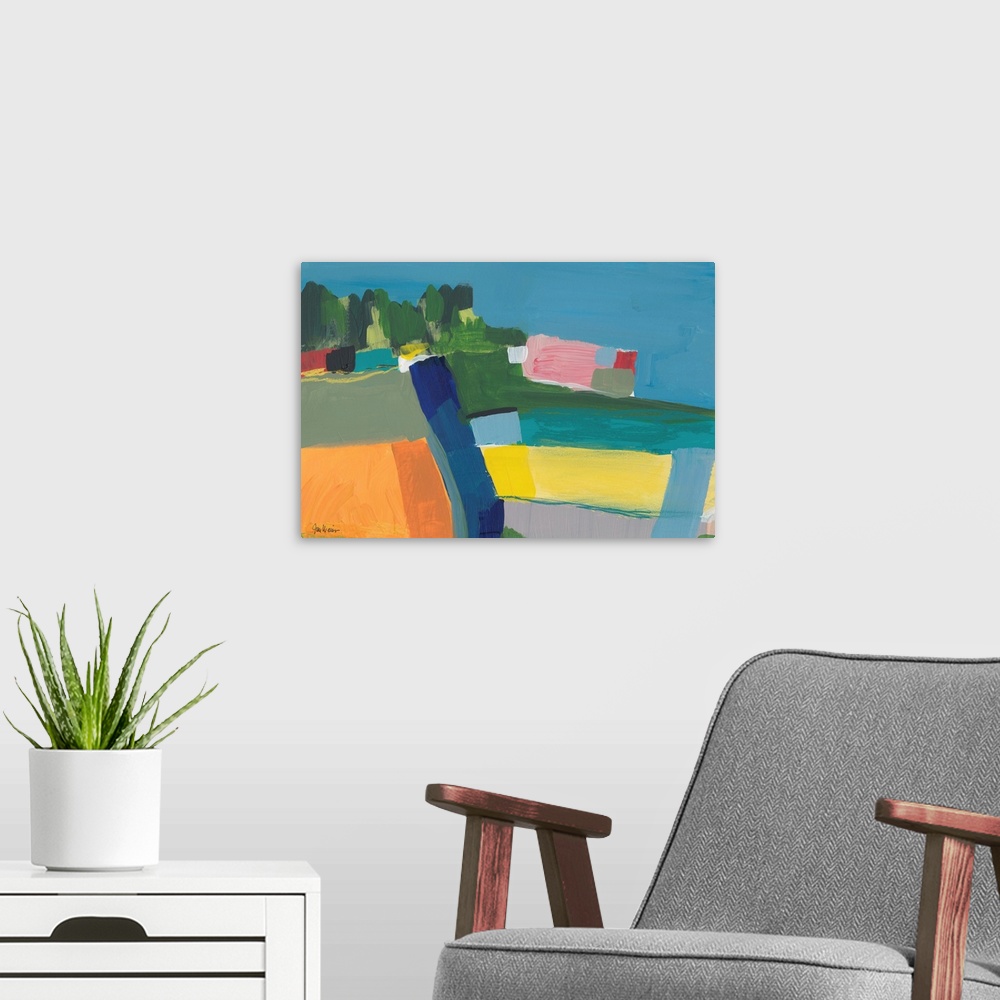 A modern room featuring Small Town On A Hill No. 3
