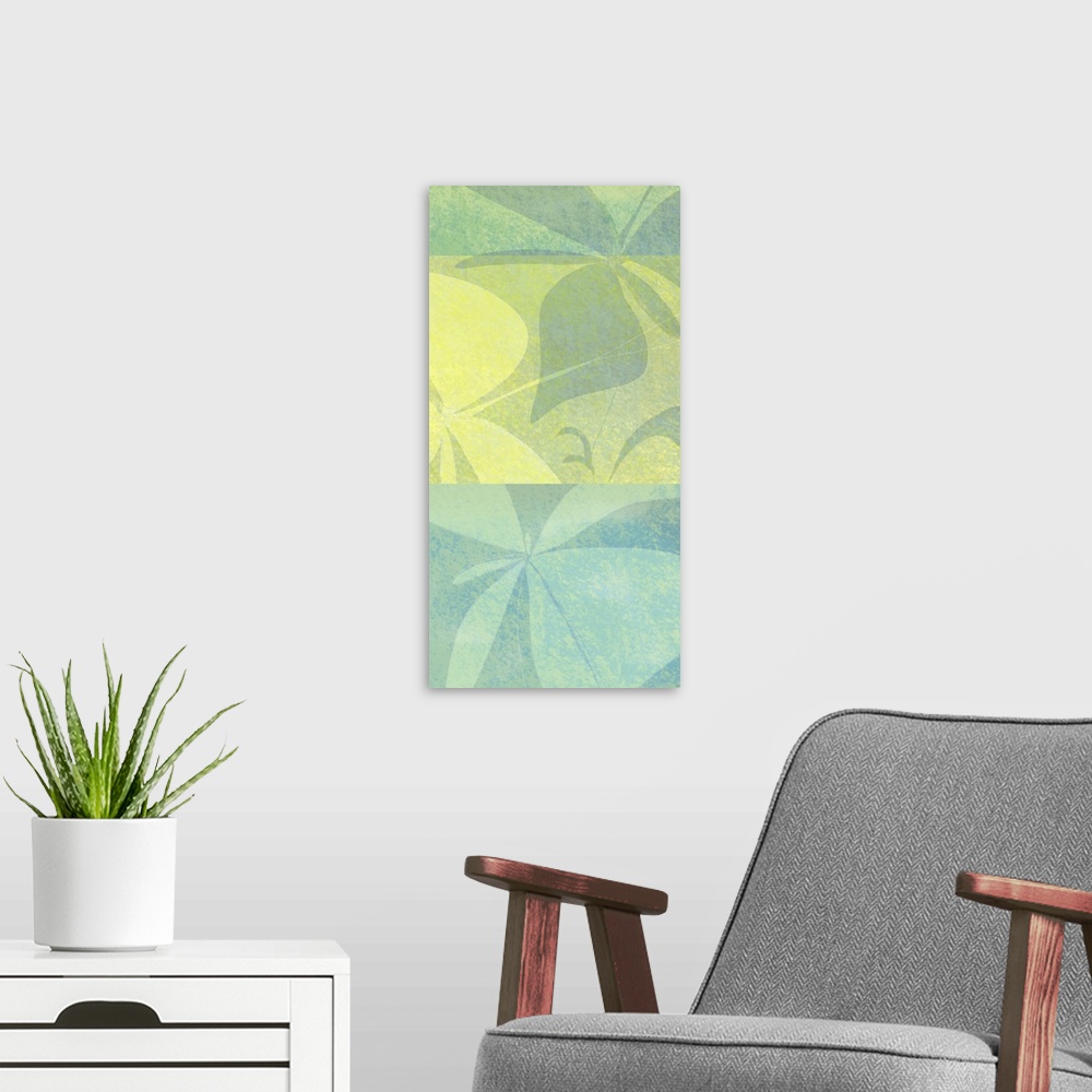 A modern room featuring this art print and print on demand canvas a digitally created floral with watercolor inspiration....