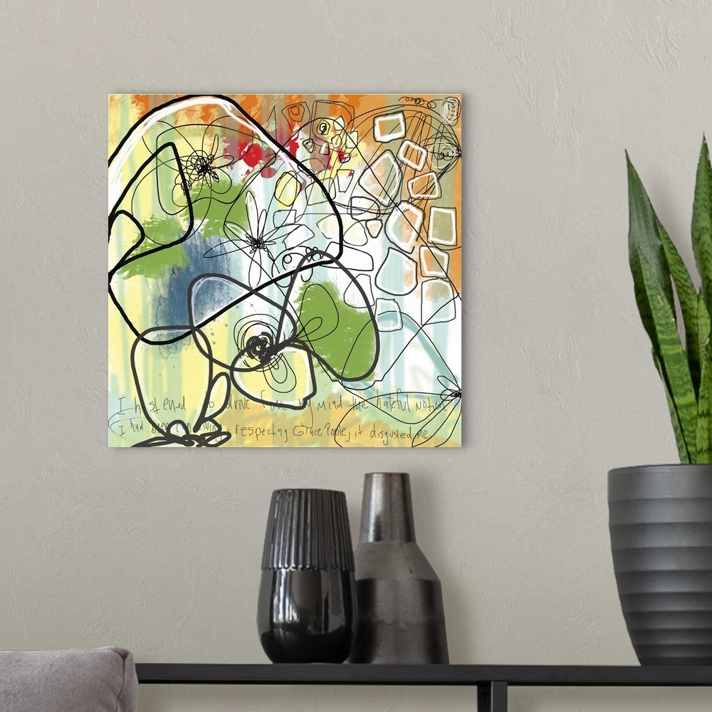 A modern room featuring This art print is an abstracted design that compliments many interior decors including lobby, off...