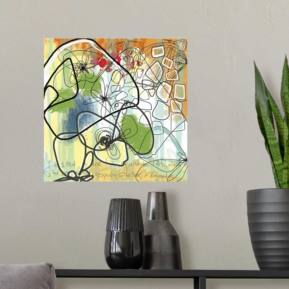 A modern room featuring This art print is an abstracted design that compliments many interior decors including lobby, off...