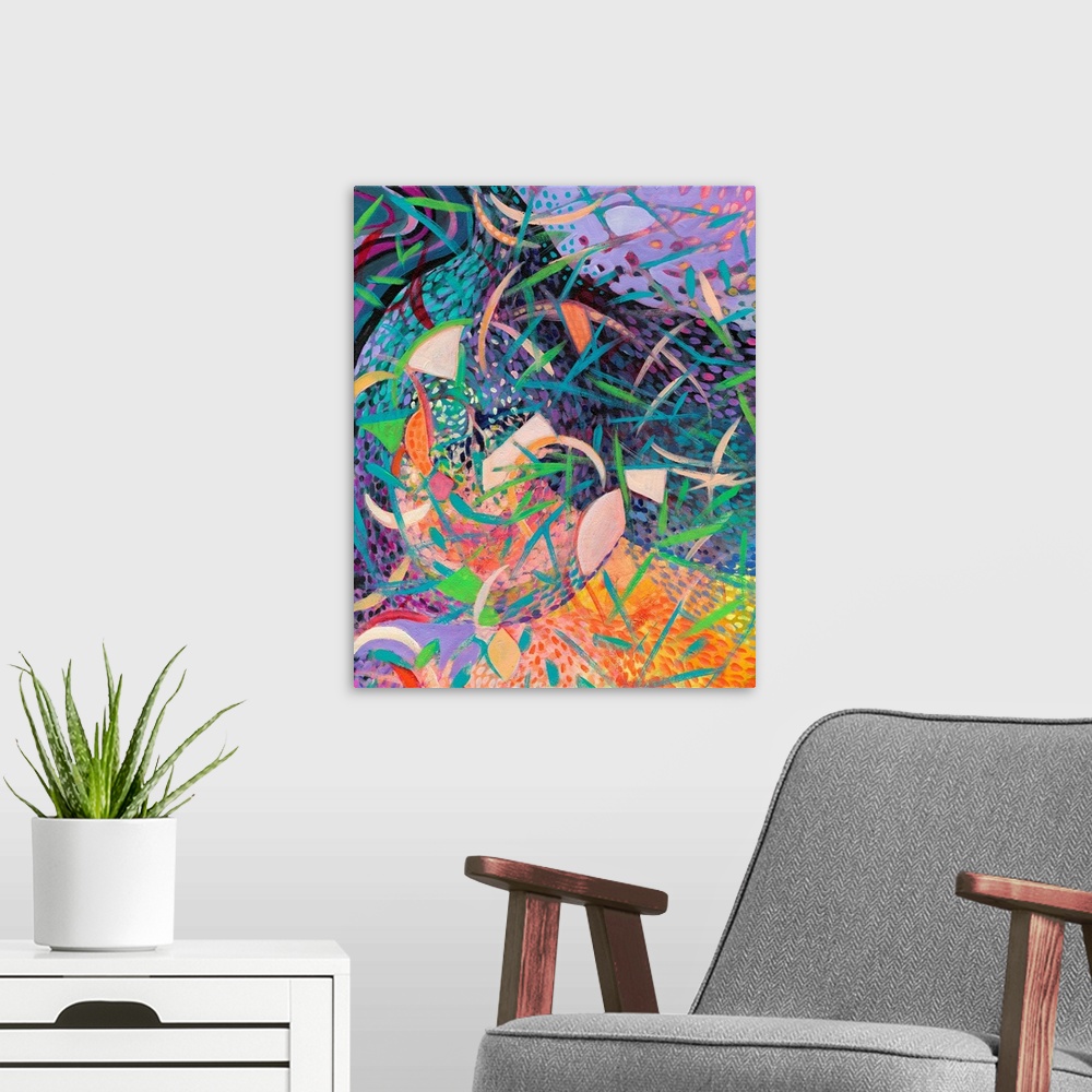 A modern room featuring Abstraction 1