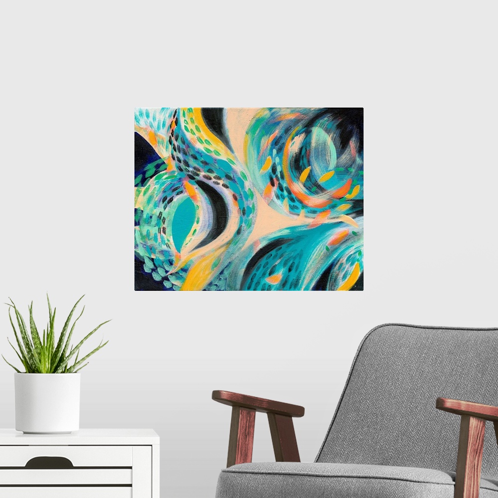 A modern room featuring Abstraction 2