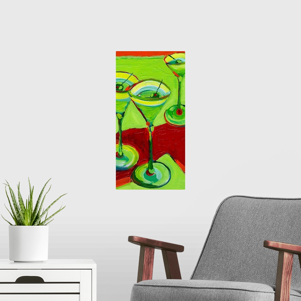 A modern room featuring My first painting in a series of martini images