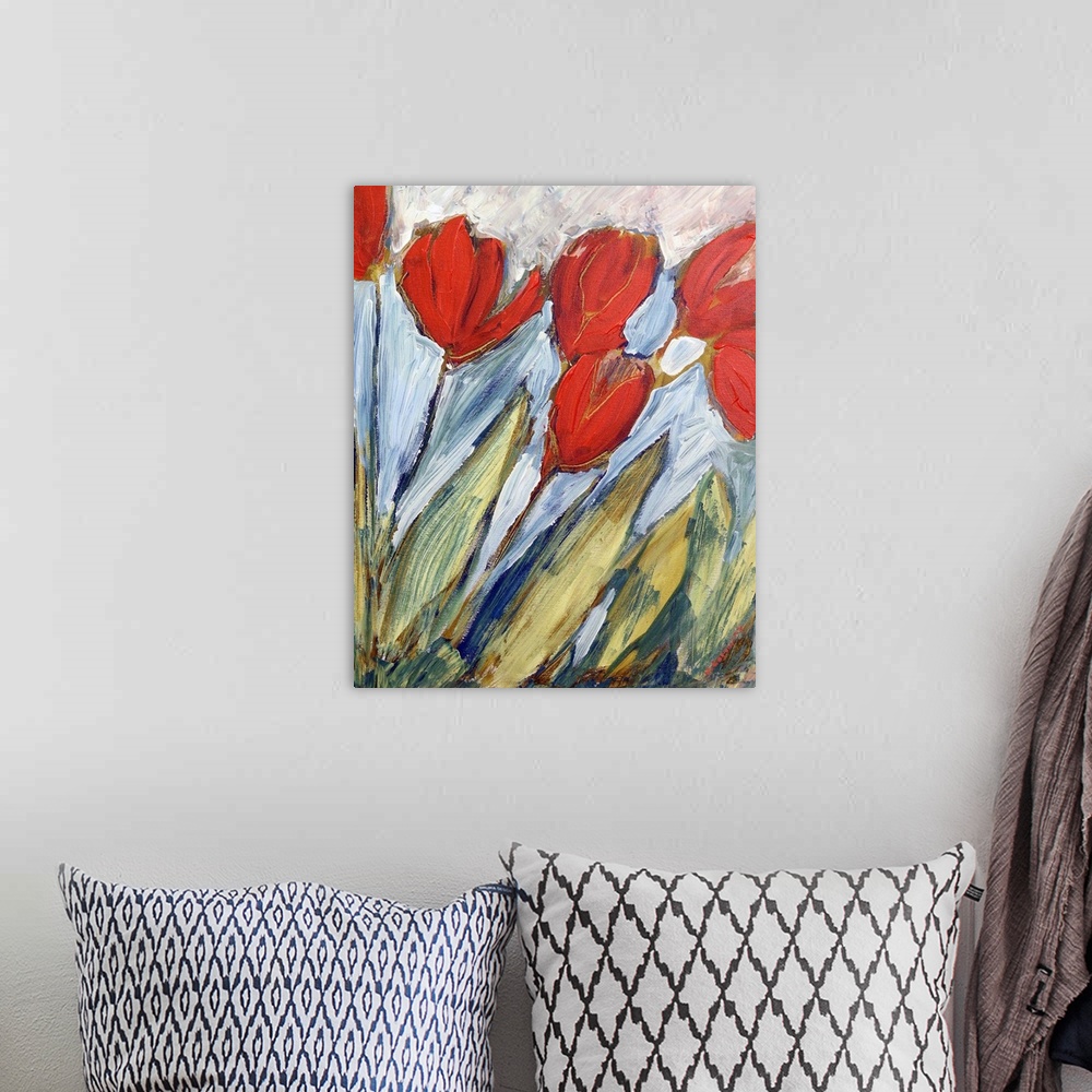 A bohemian room featuring Six Orange Tulips