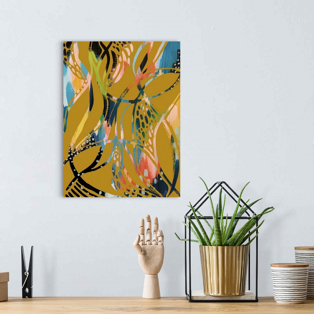A bohemian room featuring Abstract Print 2