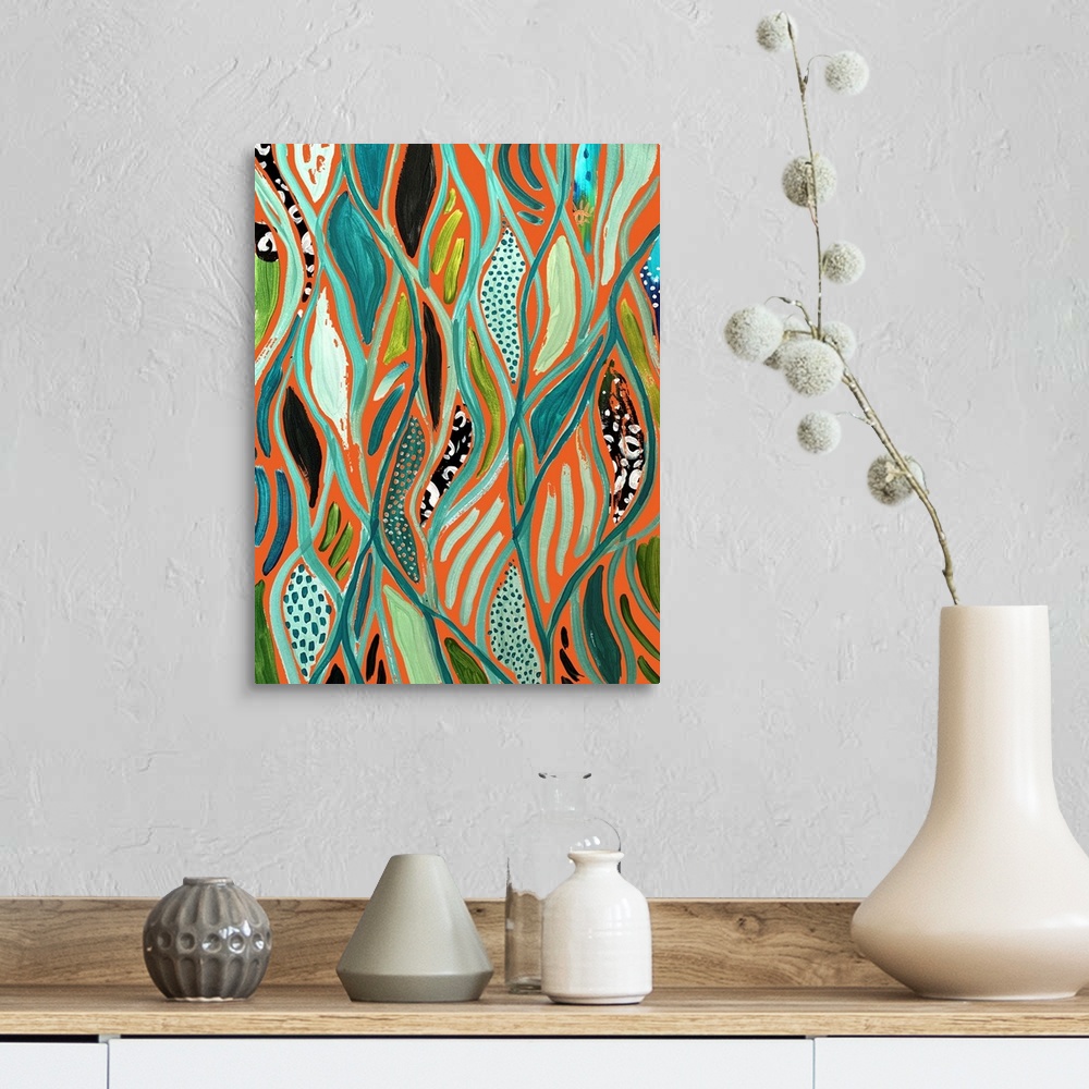 A farmhouse room featuring Abstract Print 3