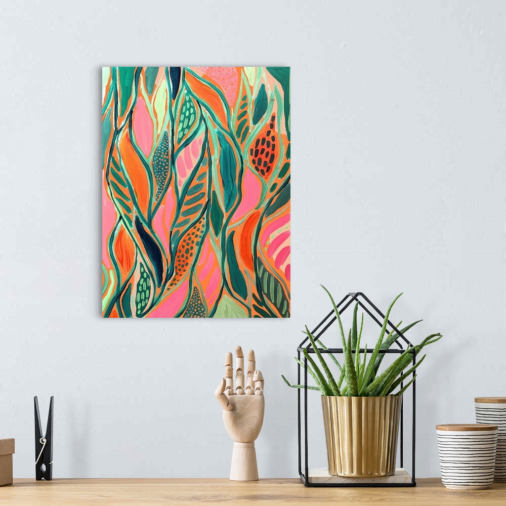 A bohemian room featuring Abstract Print 4