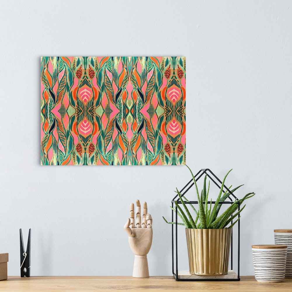 A bohemian room featuring Abstract Print 4 Repeat