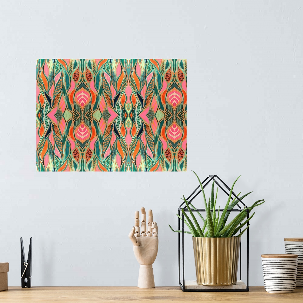 A bohemian room featuring Abstract Print 4 Repeat