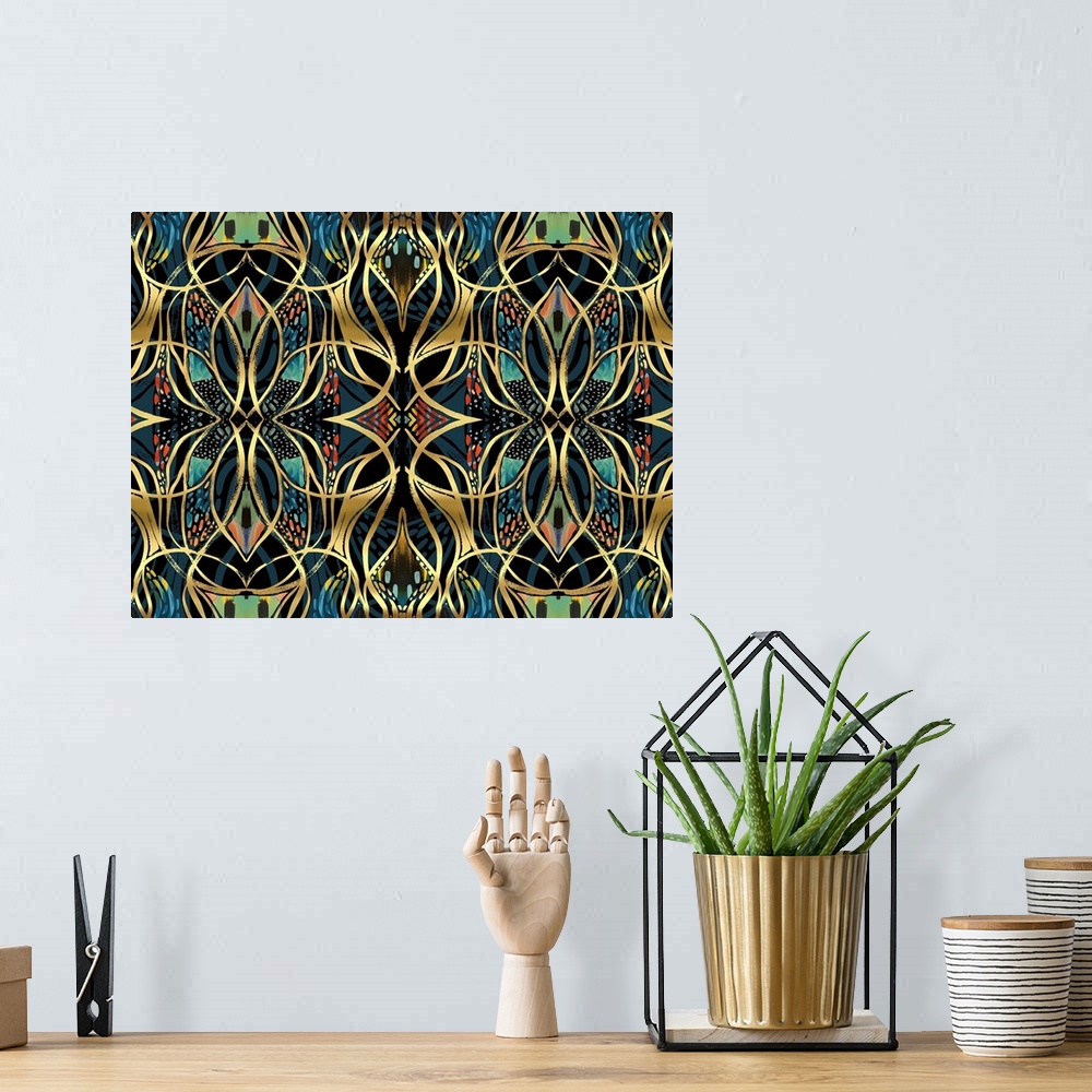 A bohemian room featuring Abstract Print 6 Repeat