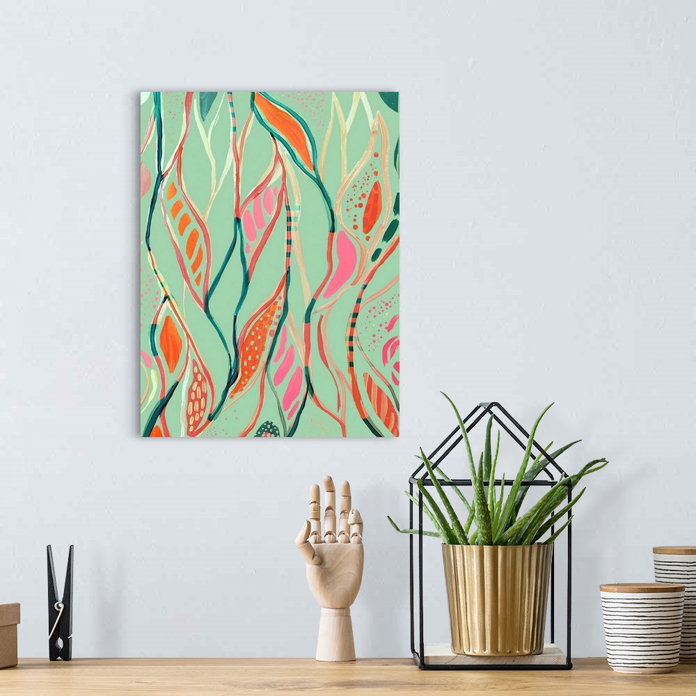 A bohemian room featuring Abstract Print 9
