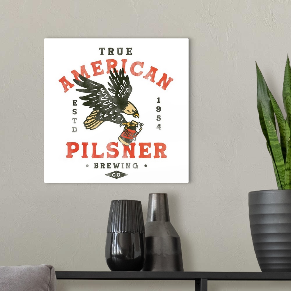A modern room featuring American Pilsner