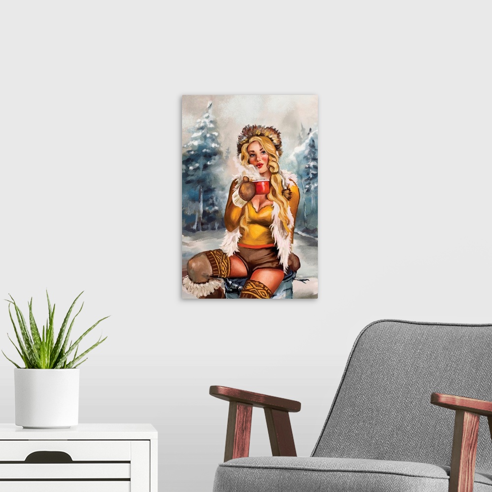 A modern room featuring Apres Ski Gold Cocoa Pinup