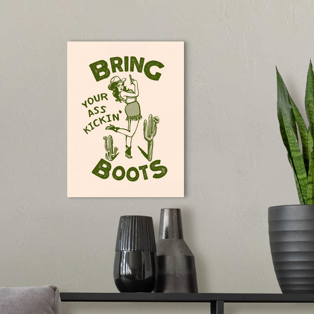 A modern room featuring Ass Kickin Boots - Green