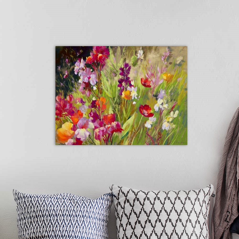 A bohemian room featuring August Wild Flower Meadow II