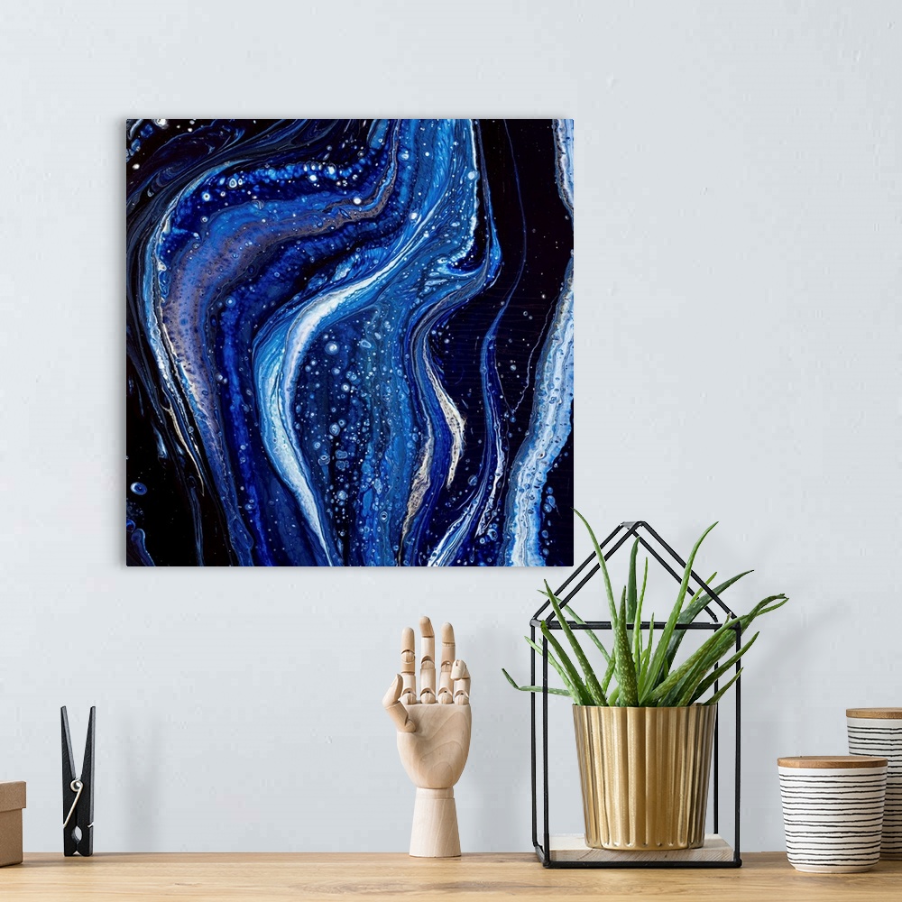 A bohemian room featuring Black And Blue Abstract 50
