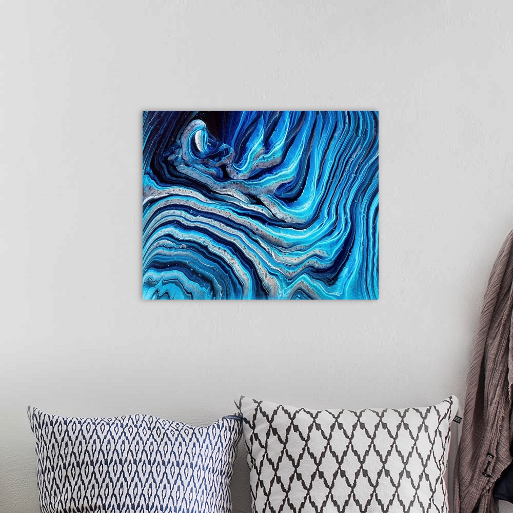 A bohemian room featuring Blue Abstract 56