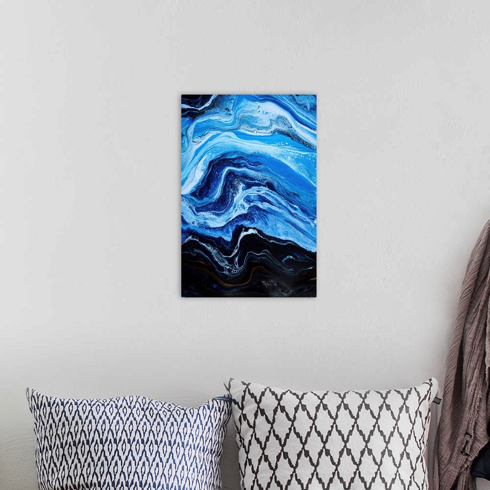 A bohemian room featuring Blue And Black Abstract 35