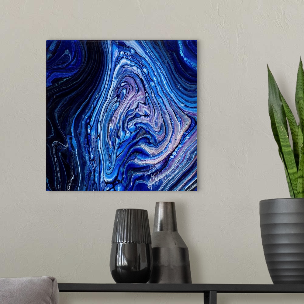 A modern room featuring Blue And Purple Abstract 28