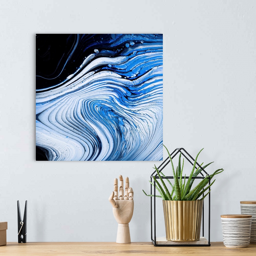 A bohemian room featuring Blue And White Abstract 12