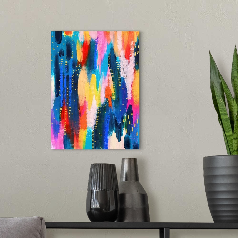 A modern room featuring Bright Brush Strokes Dark Blue And Pink