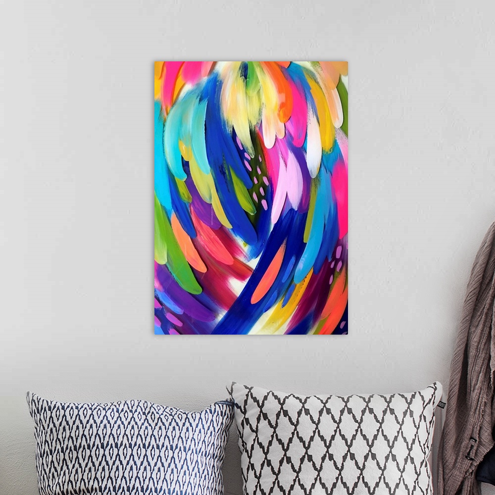 A bohemian room featuring Bright Brush Strokes Multicolor