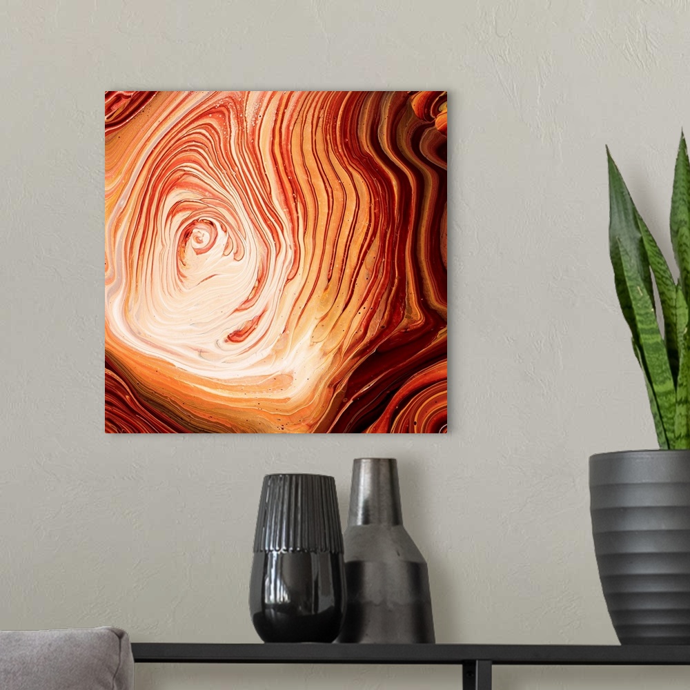 A modern room featuring Brown And Orange Abstract 23