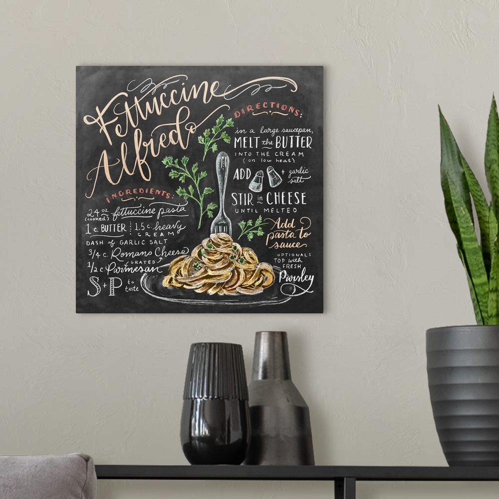 A modern room featuring Cooking With Love Fettuccine Alfredo