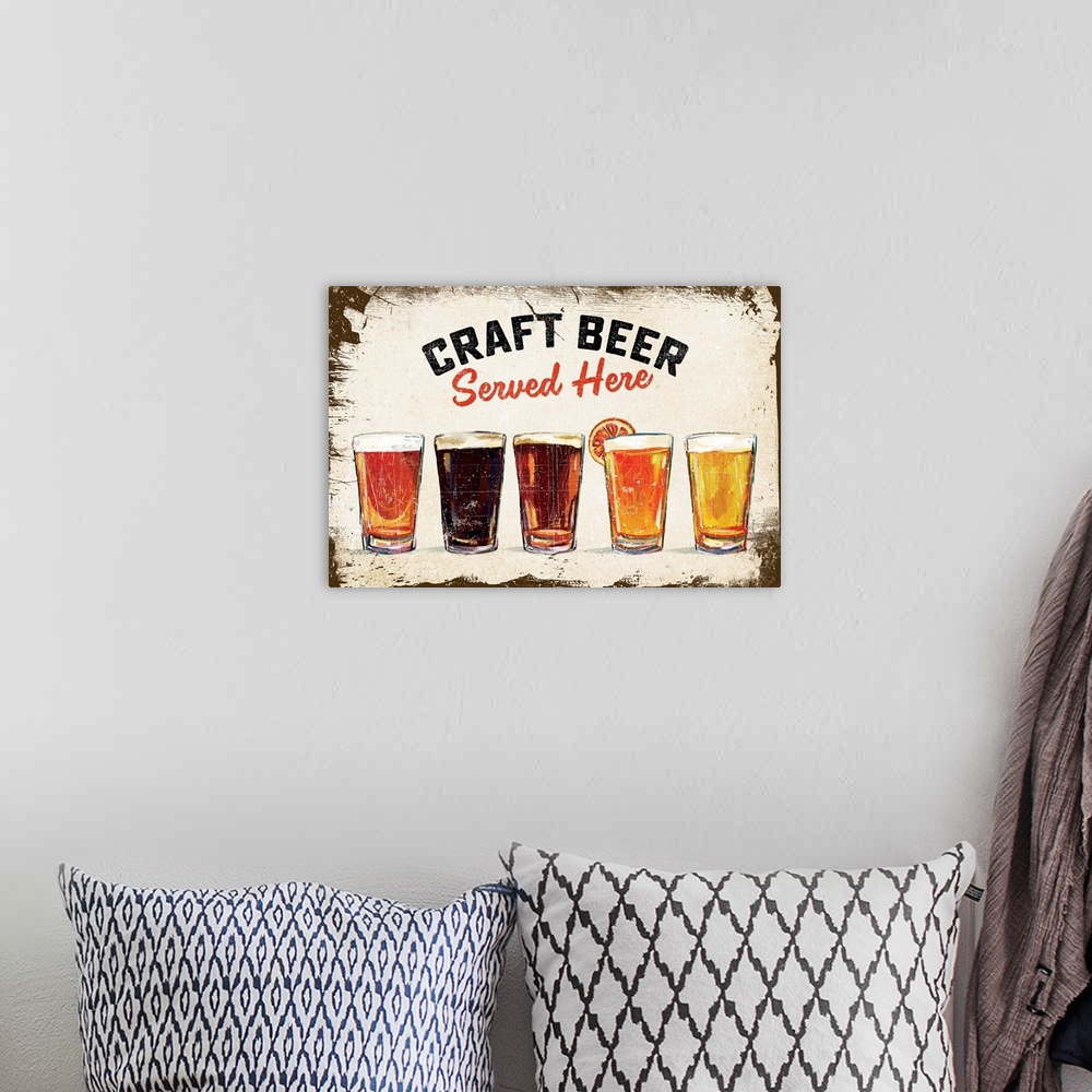 A bohemian room featuring Craft Beer Lineup Vintage Sign