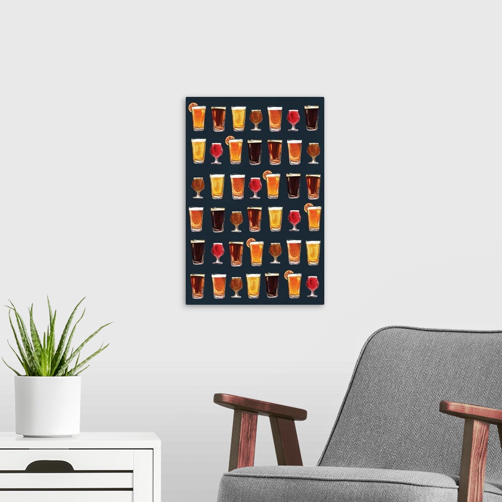 A modern room featuring Craft Beer Pattern - Dark