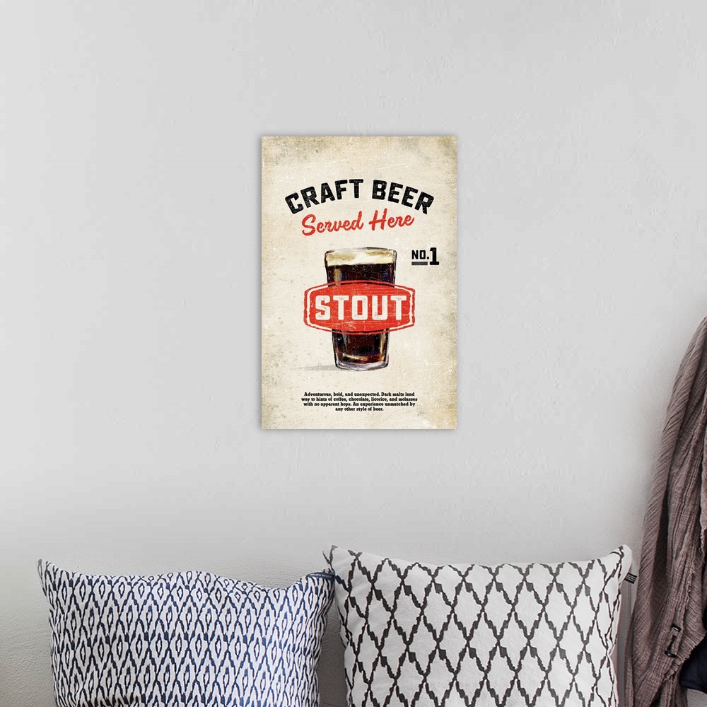 A bohemian room featuring Craft Beer Stout Vintage Sign