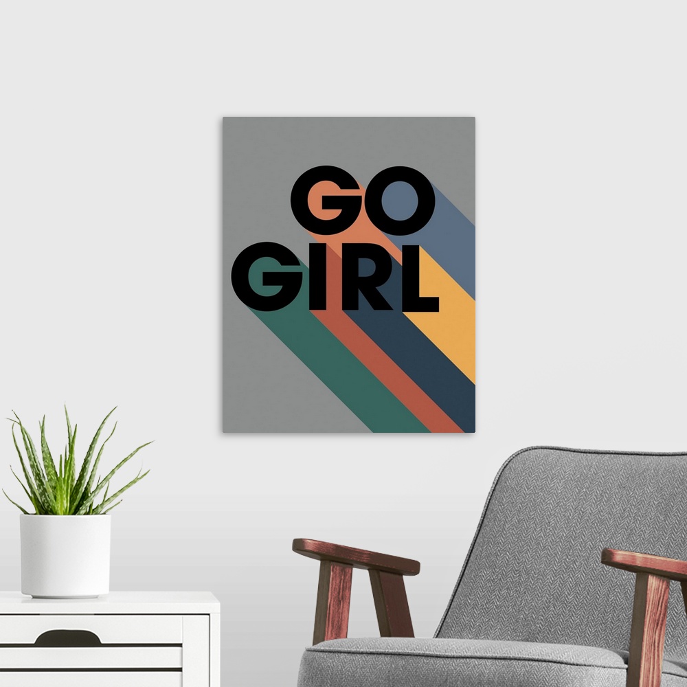 A modern room featuring Go Girl